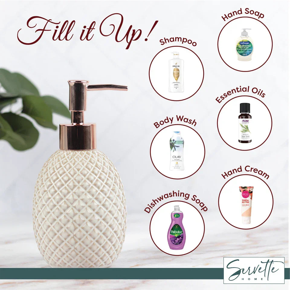 Hand Soap Dispenser, Ceramic Liquid Soap Dispenser with Gold Pump